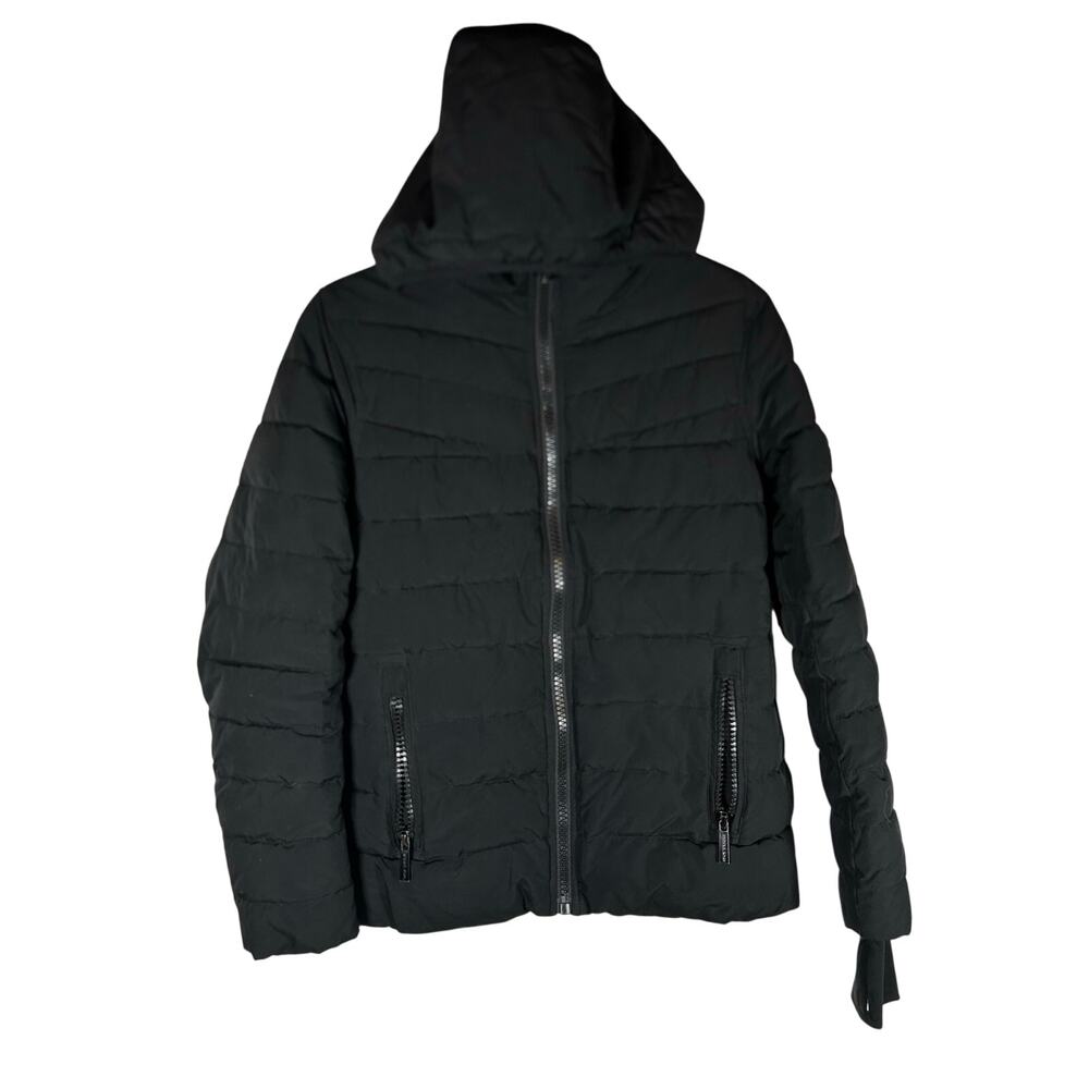 Michael Kors Puffer Jacket Womens Sz S Black Packable  Coat Zip sherpa Hood